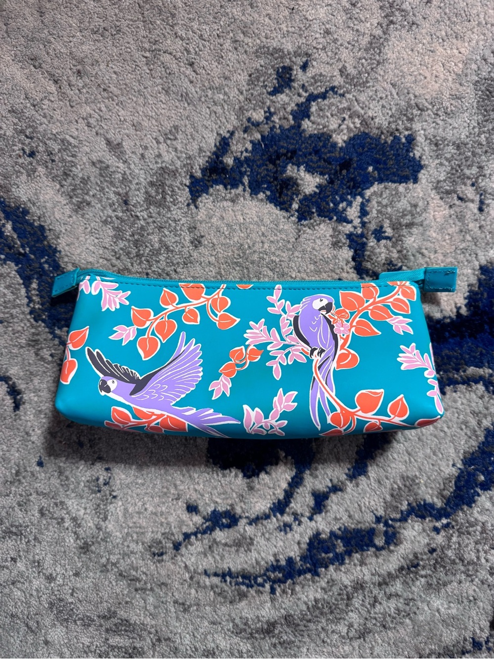 Kate Spade Turquoise Bird-Print Cosmetic/Pencil Pouch